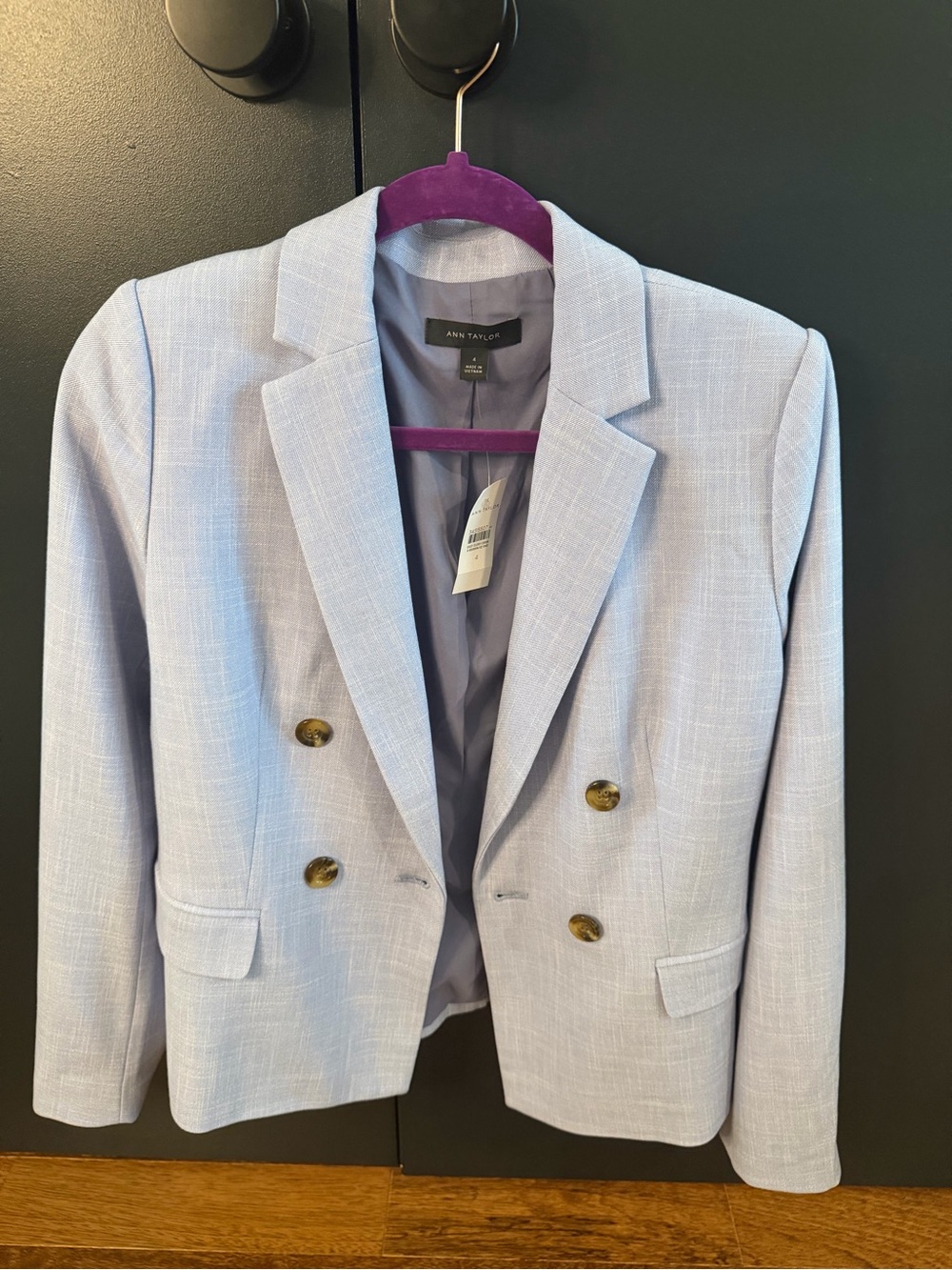 Ann Taylor Light Blue Double-Breasted Blazer